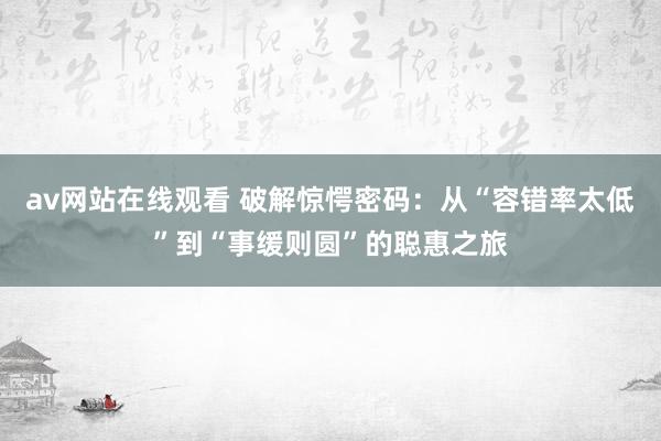 av网站在线观看 破解惊愕密码：从“容错率太低”到“事缓则圆”的聪惠之旅