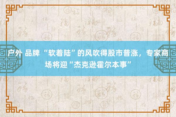 户外 品牌 “软着陆”的风吹得股市普涨，专家商场将迎“杰克逊霍尔本事”