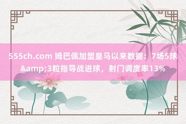 555ch.com 姆巴佩加盟皇马以来数据：7场5球&3粒指导战进球，射门调度率13%