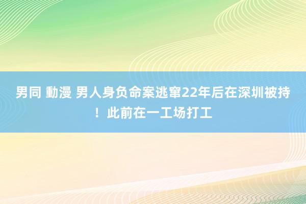 男同 動漫 男人身负命案逃窜22年后在深圳被持！此前在一工场打工