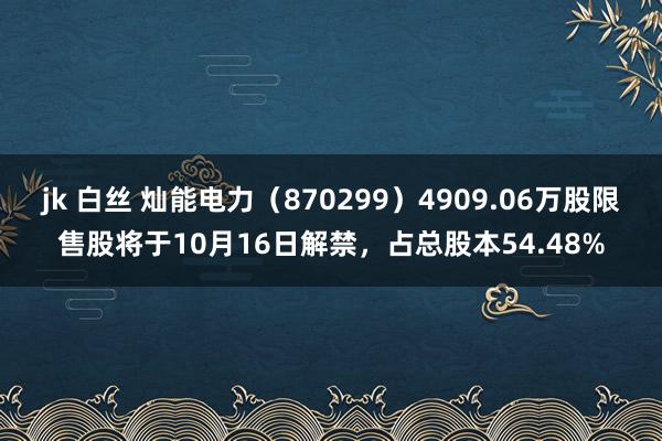 jk 白丝 灿能电力（870299）4909.06万股限售股将于10月16日解禁，占总股本54.48%