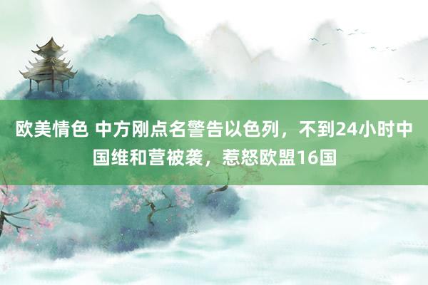 欧美情色 中方刚点名警告以色列，不到24小时中国维和营被袭，惹怒欧盟16国