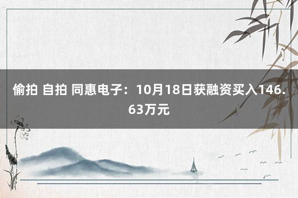 偷拍 自拍 同惠电子：10月18日获融资买入146.63万元