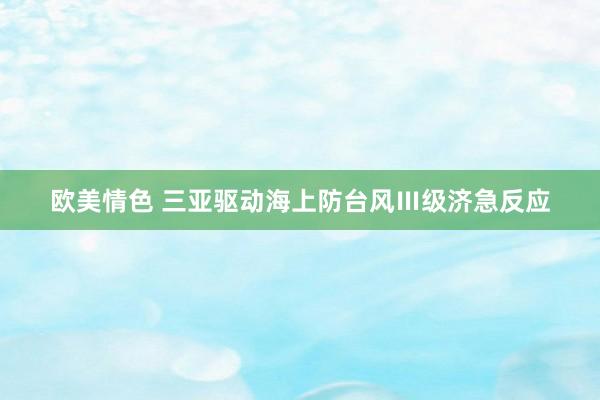 欧美情色 三亚驱动海上防台风Ⅲ级济急反应