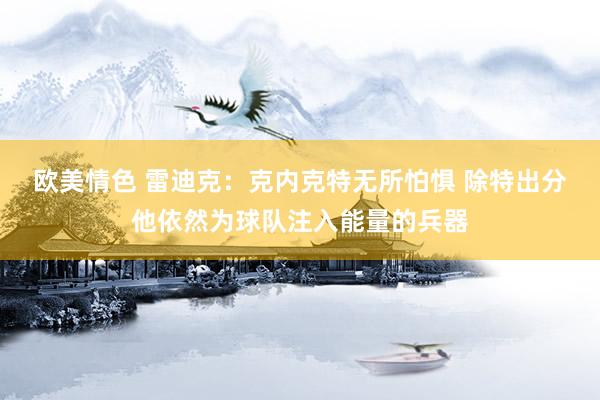 欧美情色 雷迪克：克内克特无所怕惧 除特出分他依然为球队注入能量的兵器