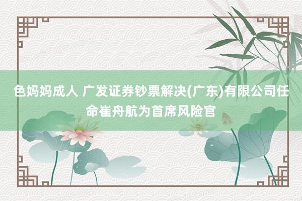 色妈妈成人 广发证券钞票解决(广东)有限公司任命崔舟航为首席风险官