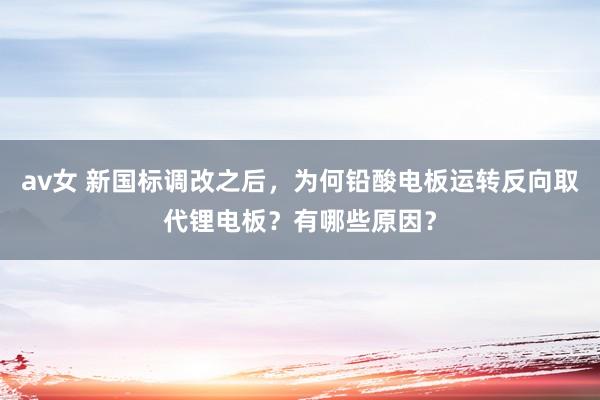 av女 新国标调改之后，为何铅酸电板运转反向取代锂电板？有哪些原因？