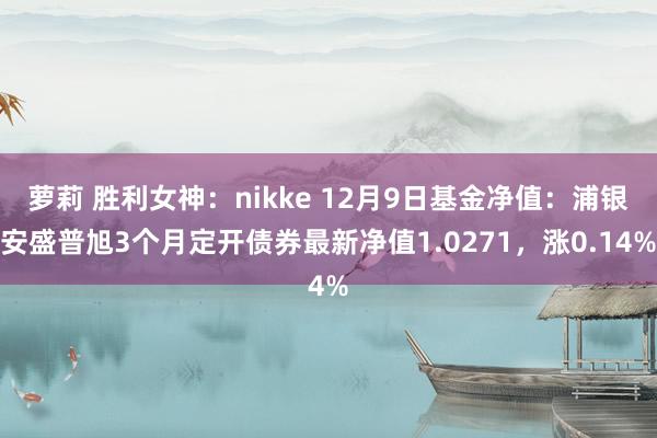 萝莉 胜利女神：nikke 12月9日基金净值：浦银安盛普旭3个月定开债券最新净值1.0271，涨0.14%