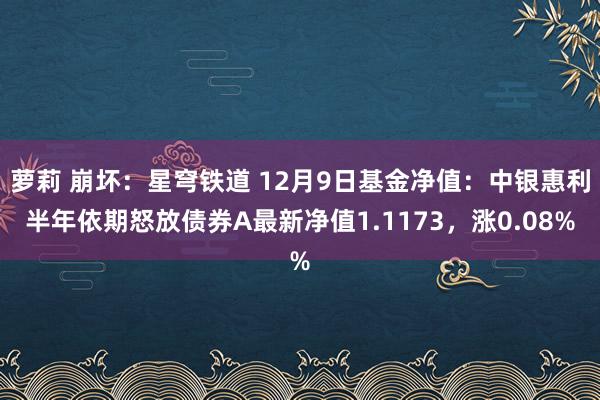 萝莉 崩坏：星穹铁道 12月9日基金净值：中银惠利半年依期怒放债券A最新净值1.1173，涨0.08%