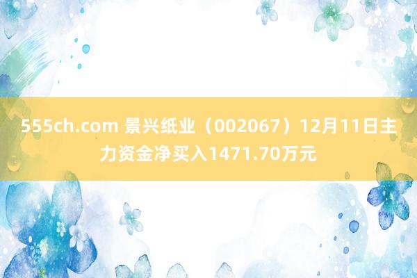 555ch.com 景兴纸业（002067）12月11日主力资金净买入1471.70万元