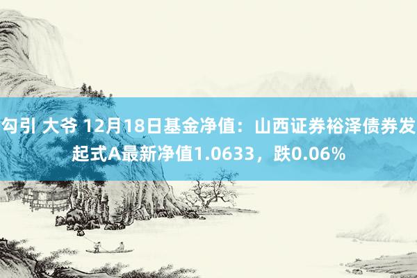 勾引 大爷 12月18日基金净值：山西证券裕泽债券发起式A最新净值1.0633，跌0.06%