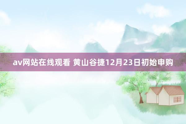 av网站在线观看 黄山谷捷12月23日初始申购