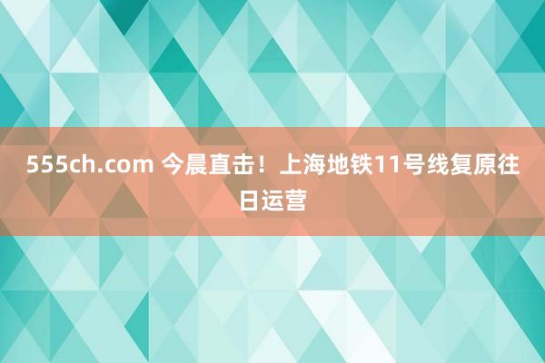 555ch.com 今晨直击！上海地铁11号线复原往日运营