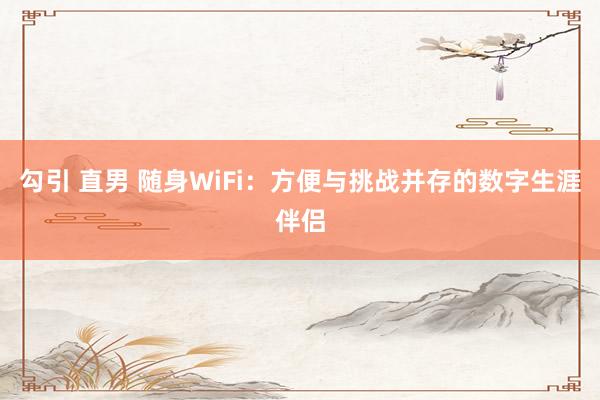 勾引 直男 随身WiFi：方便与挑战并存的数字生涯伴侣