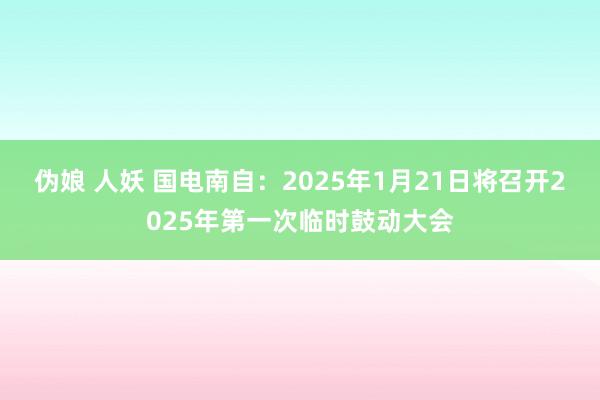 伪娘 人妖 国电南自：2025年1月21日将召开2025年第一次临时鼓动大会