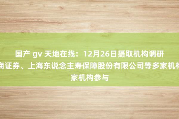 国产 gv 天地在线：12月26日摄取机构调研，浙商证券、上海东说念主寿保障股份有限公司等多家机构参与