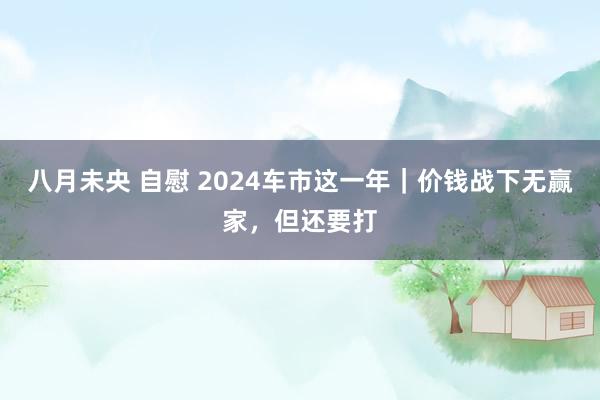 八月未央 自慰 2024车市这一年｜价钱战下无赢家，但还要打