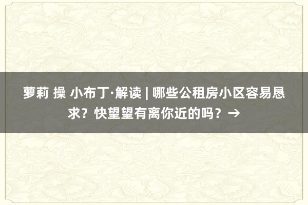 萝莉 操 小布丁·解读 | 哪些公租房小区容易恳求？快望望有离你近的吗？→