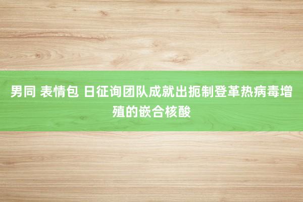 男同 表情包 日征询团队成就出扼制登革热病毒增殖的嵌合核酸