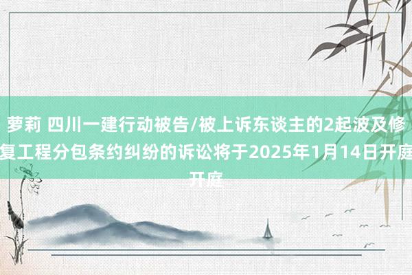 萝莉 四川一建行动被告/被上诉东谈主的2起波及修复工程分包条约纠纷的诉讼将于2025年1月14日开庭