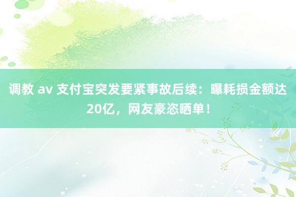 调教 av 支付宝突发要紧事故后续：曝耗损金额达20亿，网友豪恣晒单！